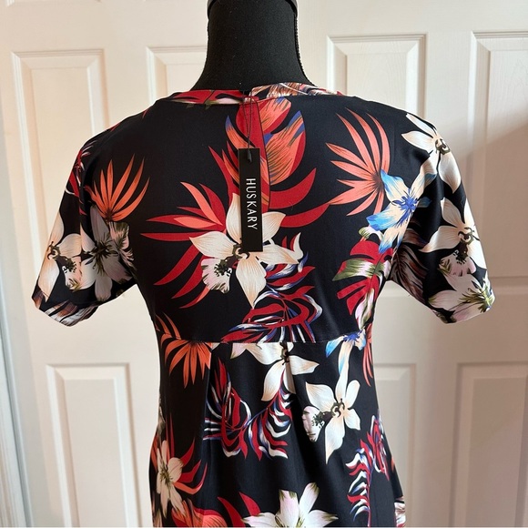 Huskary Black Hawaiian Tropical Split Hem Maxi Mumu Dress - Picture 6 of 10